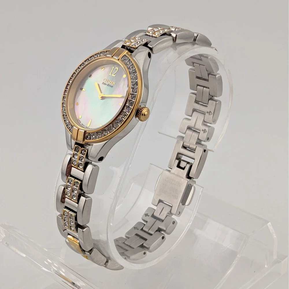 Citizen Stiletto Eco-Drive Diamond Bezel MOP Two-Tone Watch B023-S076382 23mm